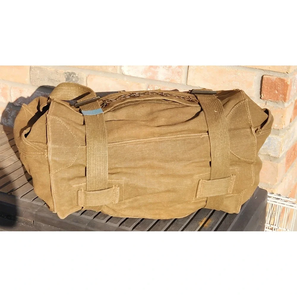 VYG Italian Military Canvas Duffel Bag Olive Drab Utility Bag Chain Closure